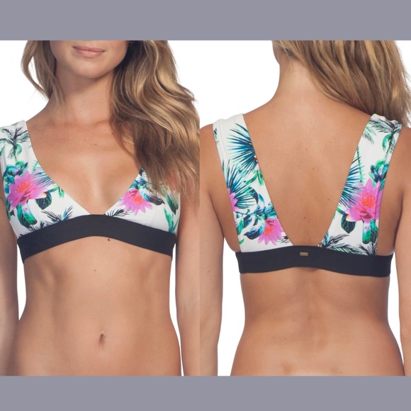 NWT Rip Curl [‎ Small ] Palms Away V-Neck Plunge Bikini Top - Picture 1 of 12